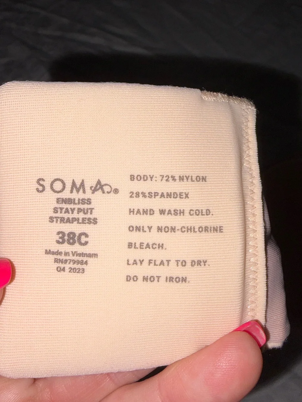 NWT Soma Enbliss stay put Strapless Bra in Pale Sand Tan Size 38C